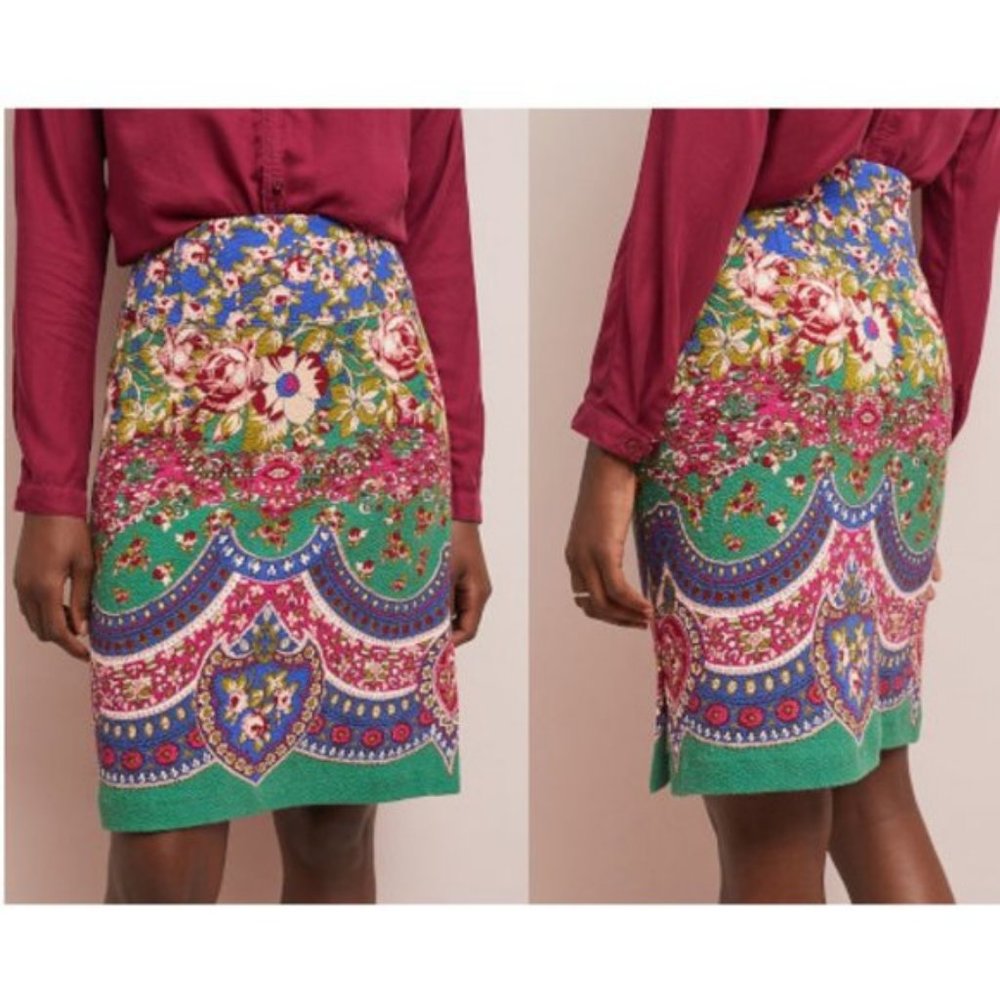 Anthropologie Maeve Sheffield floral pencil skirt